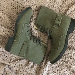Green combat boots